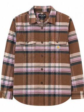 Carhartt Brown and Pink Plaid Kids Button Down Shirt
